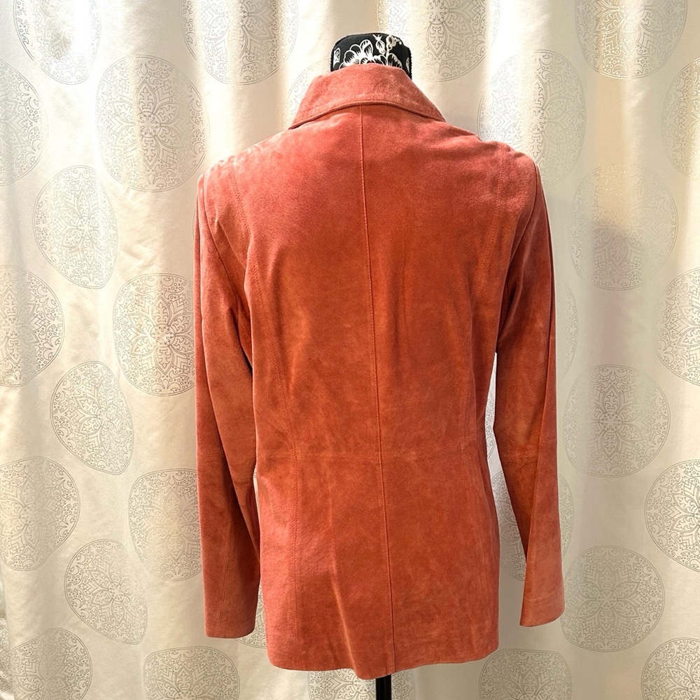 Parisian Signature Women's Suede Real Leather Jacket Blazer Pink Coral L - Picture 3 of 15